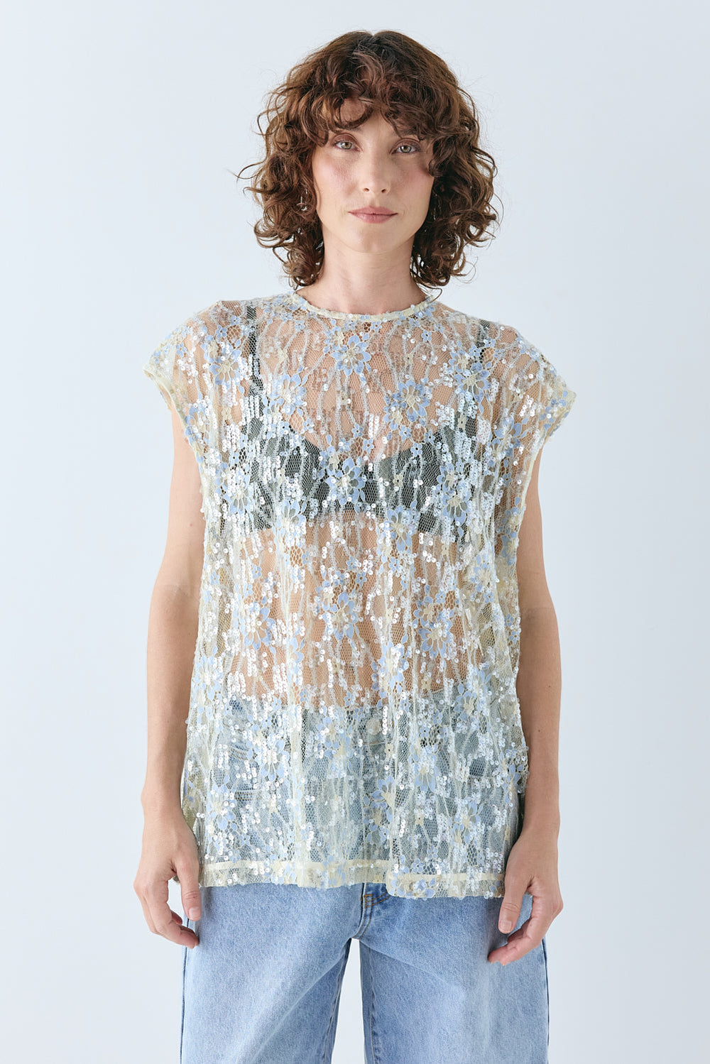 Devyn Sequin Top Lace