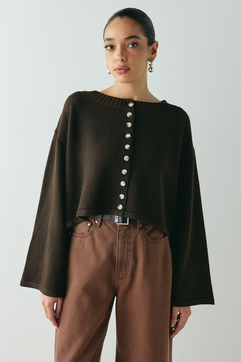 Tori Knit Cardigan Brown