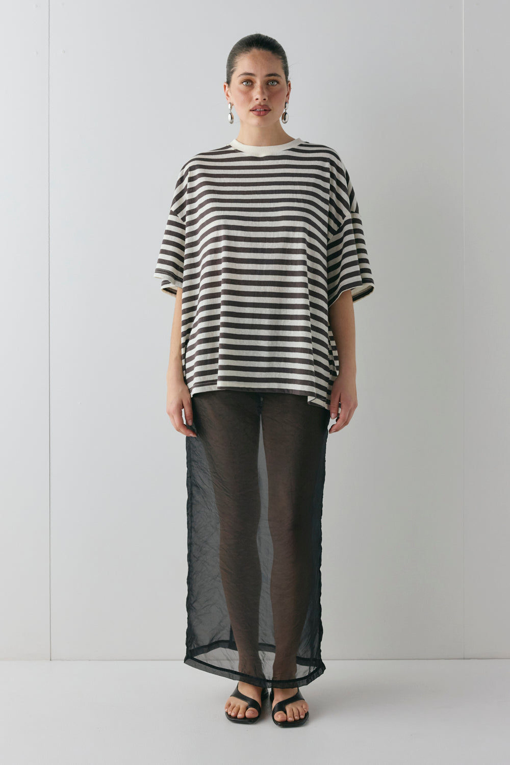 Willow Tee Charcoal Stripe