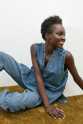 Muni Denim Tunic Top Blue