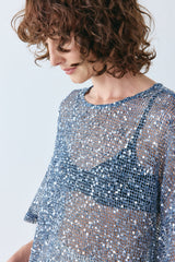 Arden Sequin Top Navy
