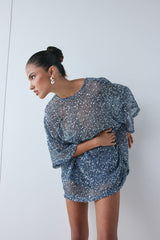 Arden Sequin Top Navy