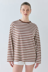 Willow Long Sleeve Tee Brown Stripe
