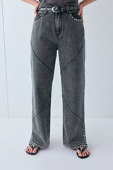 Pia High Rise Denim Jeans Washed Grey