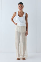 Devyn Sheer Midi Skirt Ecru