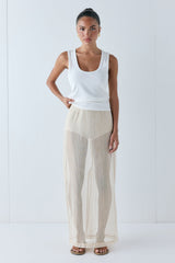 Devyn Sheer Midi Skirt Ecru