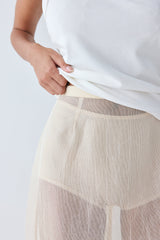 Devyn Sheer Midi Skirt Ecru