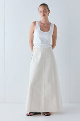 Eve Denim Midi Skirt Cream