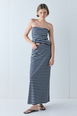 Tamsin Maxi Skirt Navy Stripe