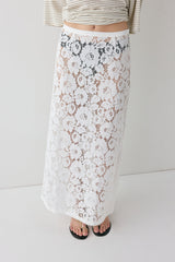 Devyn Lace Midi Skirt White