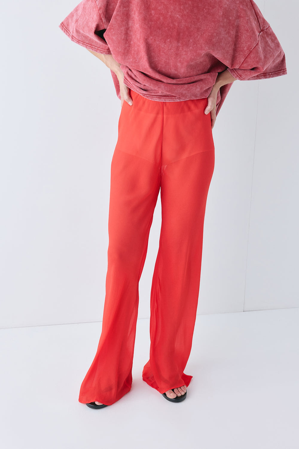 Remi Sheer Pants Red
