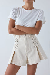 Mira Denim Shorts Cream