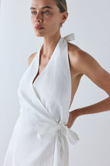 Lo Linen Mini Dress White