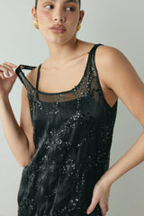 Neve Sequin Midi Dress Black
