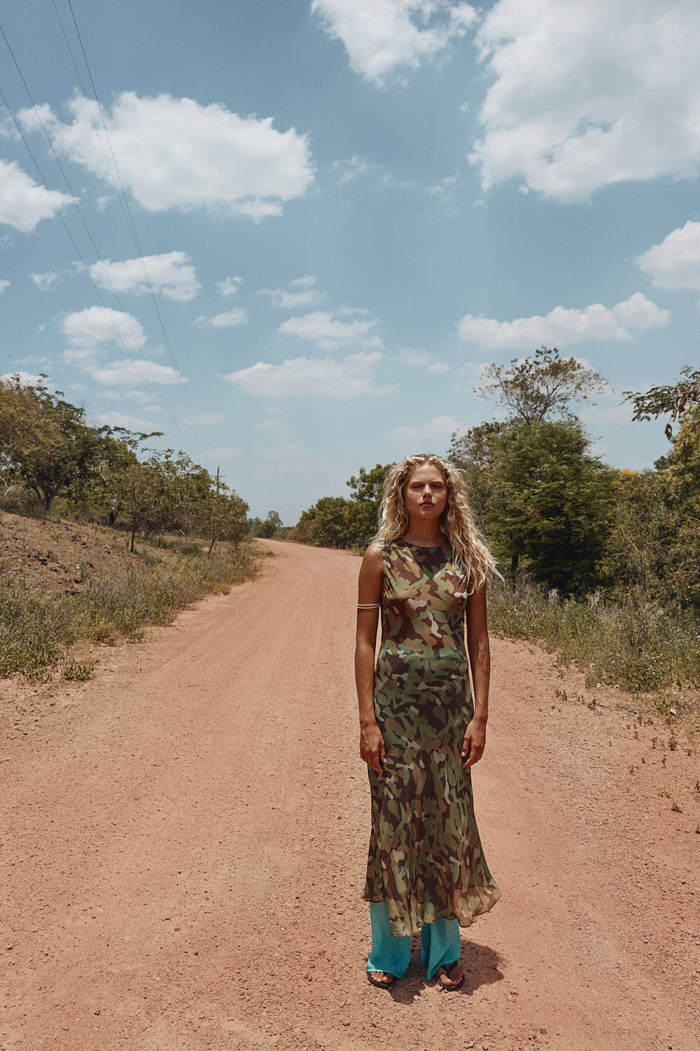 Francesca Sheer Maxi Dress Camo