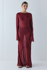 Luka Sheer Maxi Dress Wine