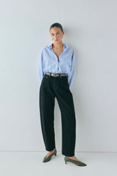 Lex Mid Rise Barrel Denim Jeans Black
