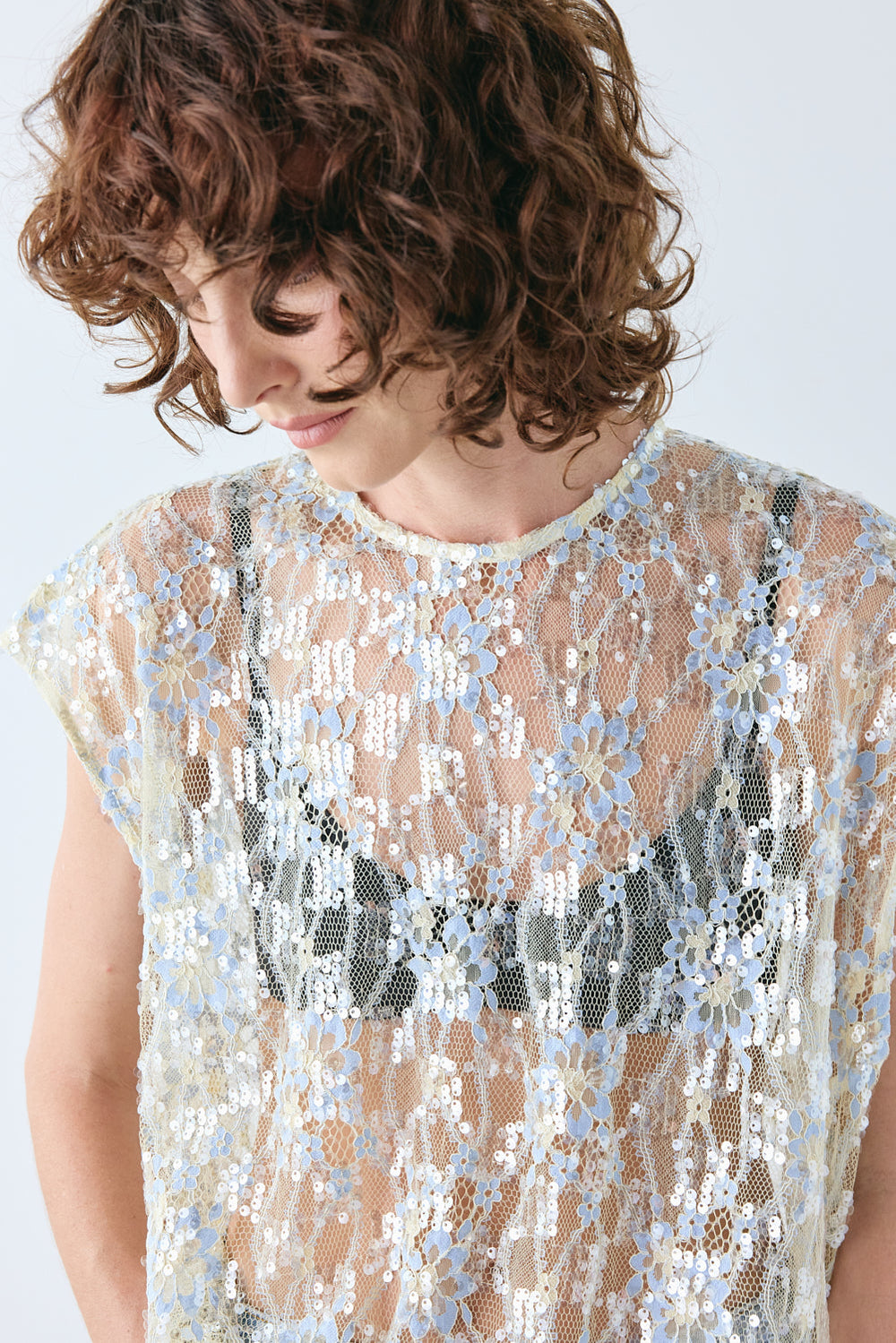 Devyn Sequin Top Lace