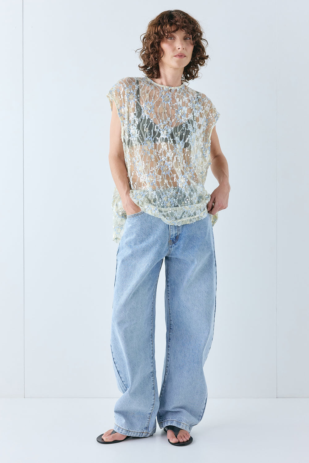 Devyn Sequin Top Lace
