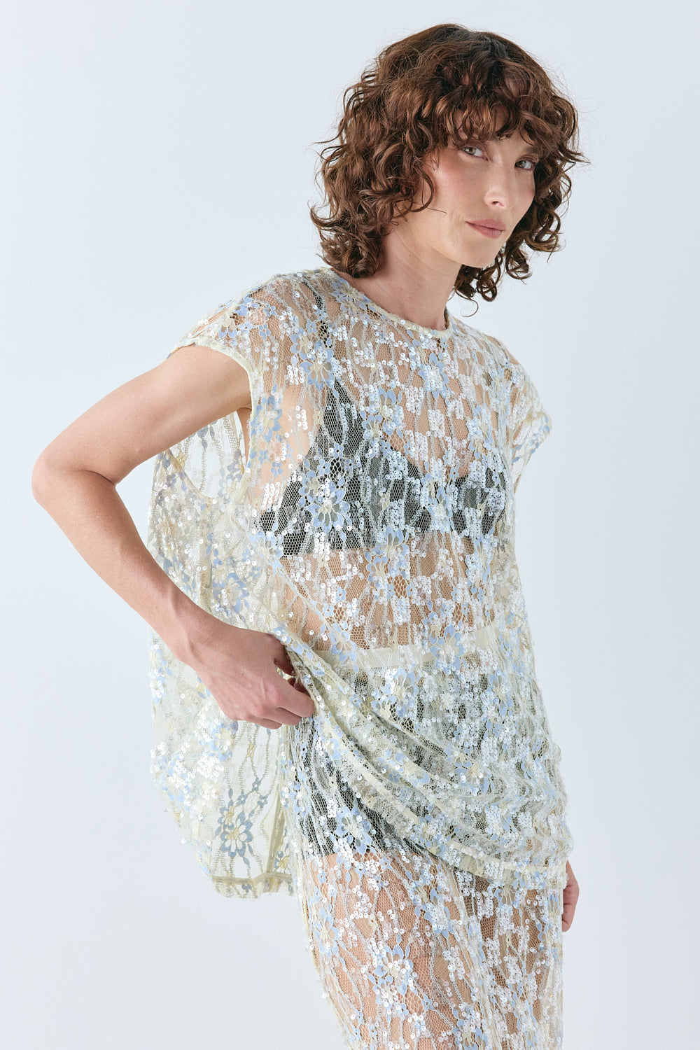 Devyn Sequin Top Lace