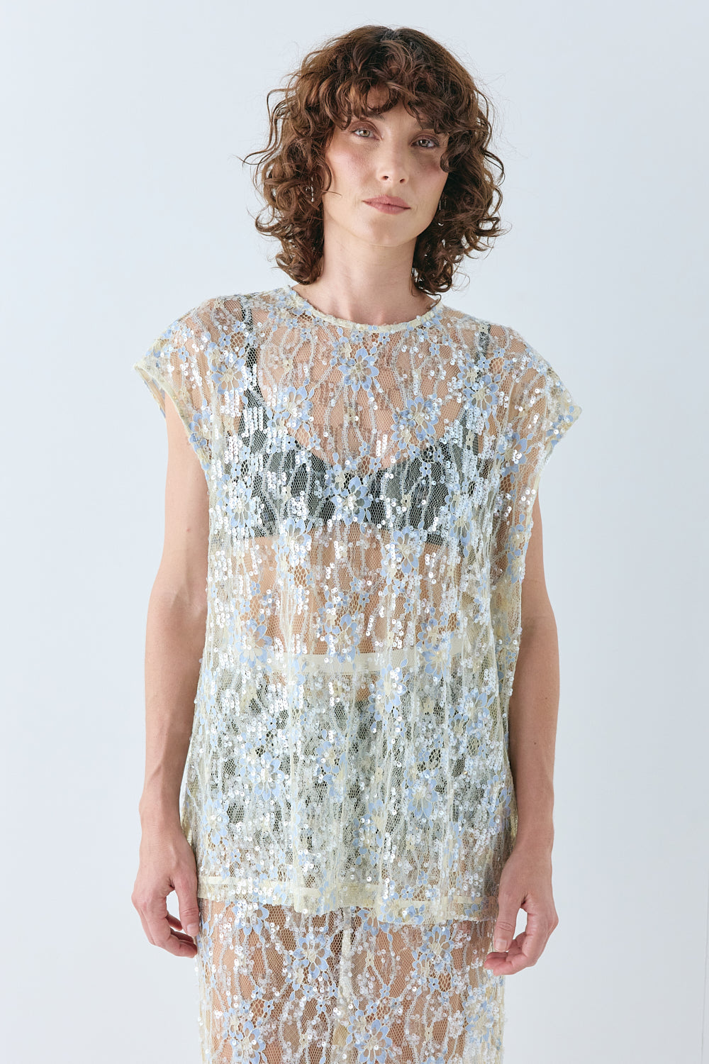 Devyn Sequin Top Lace