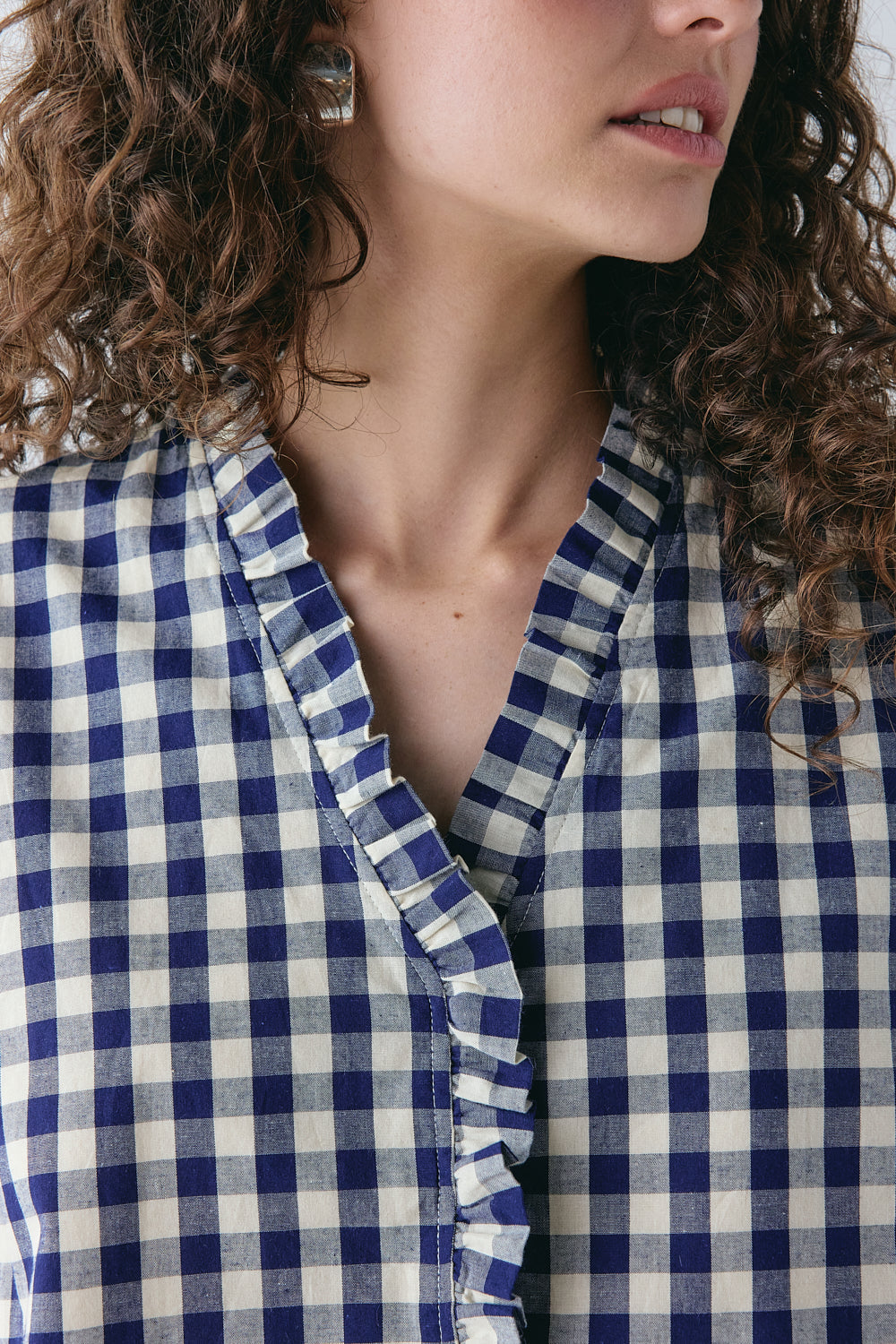 Phoebe Vest Top Navy Check