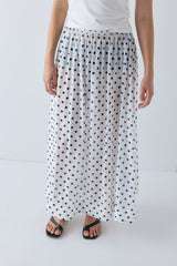 Solara Sheer Midi Skirt White Polka Dot