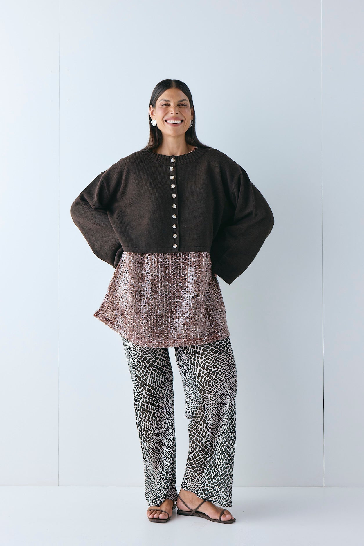 Tori Knit Cardigan Brown