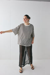 Willow Tee Charcoal Stripe
