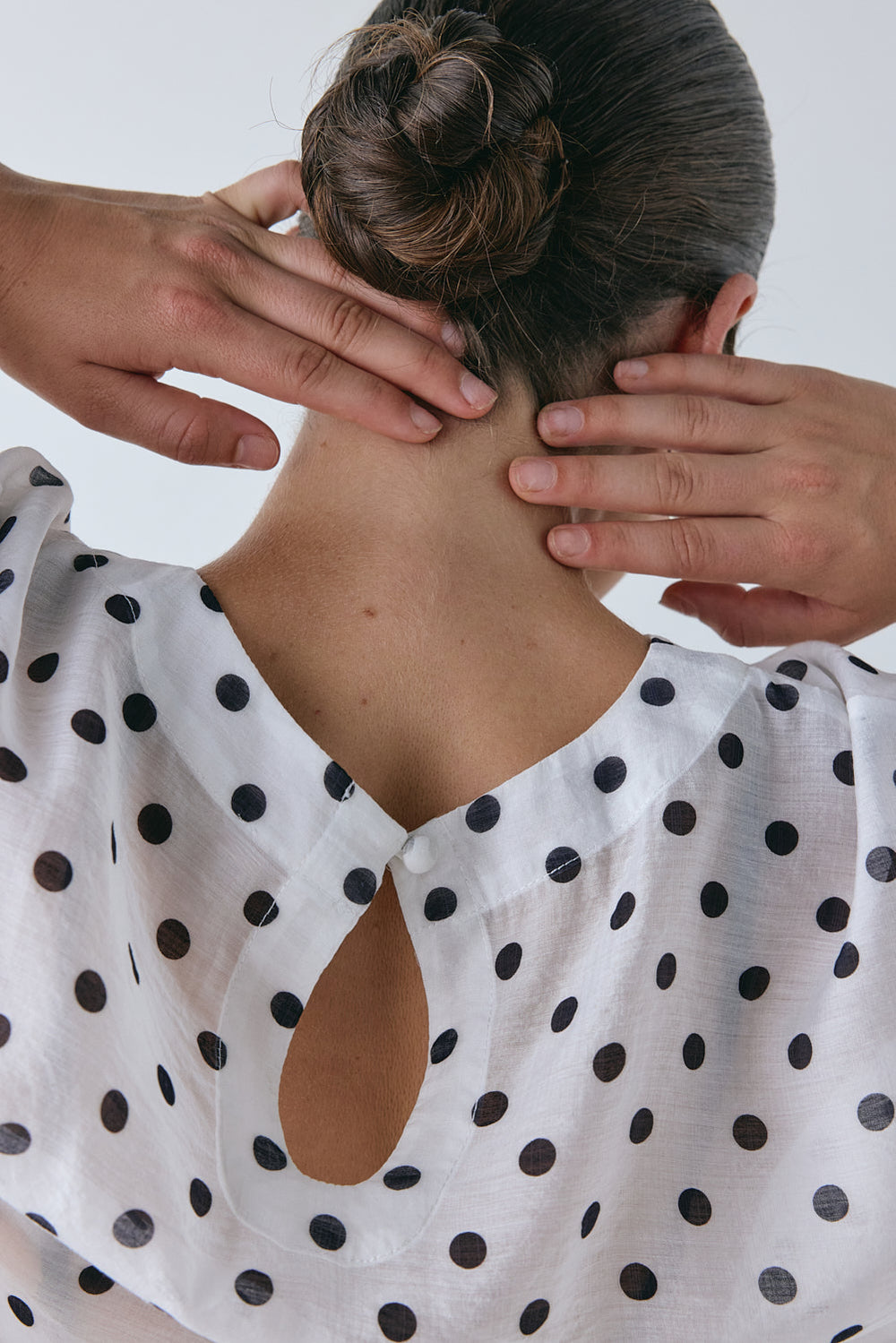 Esther Sheer Top White Polka Dot