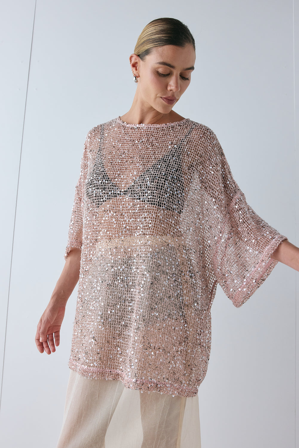 Arden Sequin Top Pink