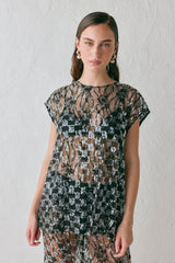 Devyn Sequin Top Black