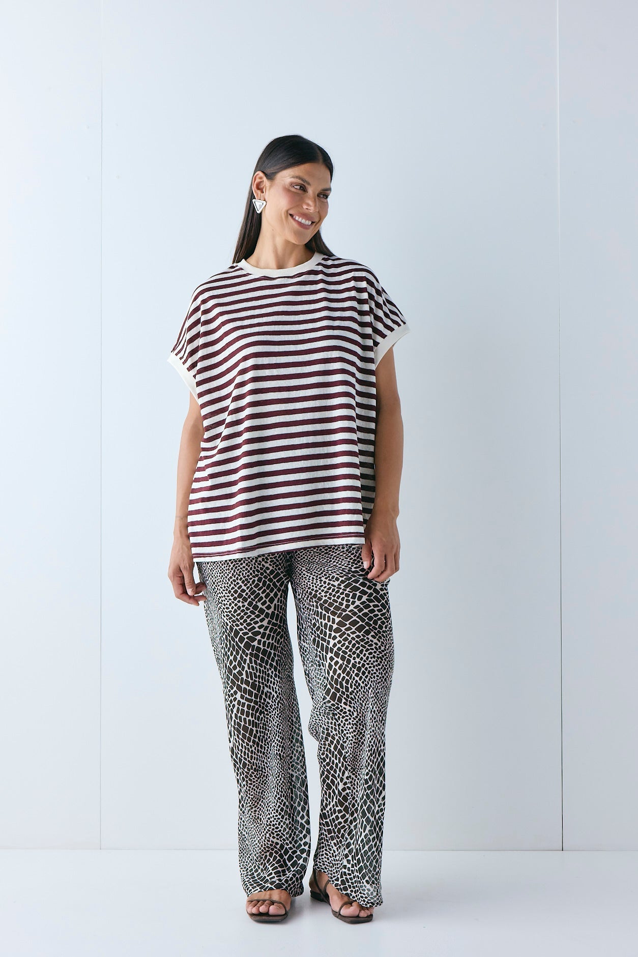 Lori Tank Wine Stripe