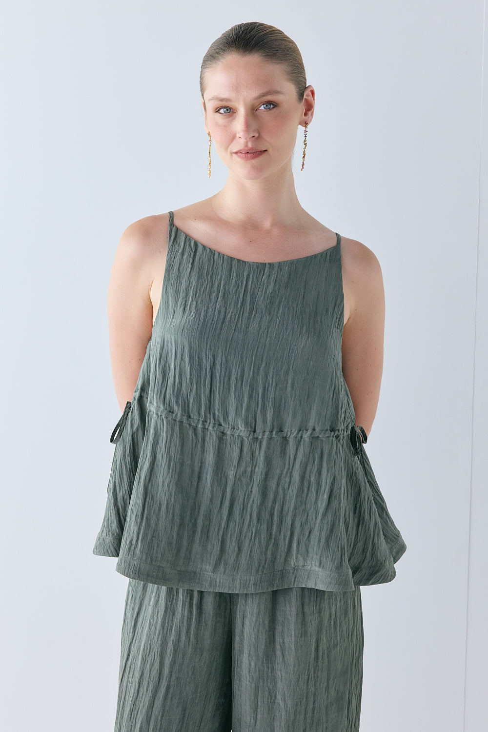 Indi Top Crinkle Khaki