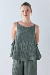 Indi Top Crinkle Khaki