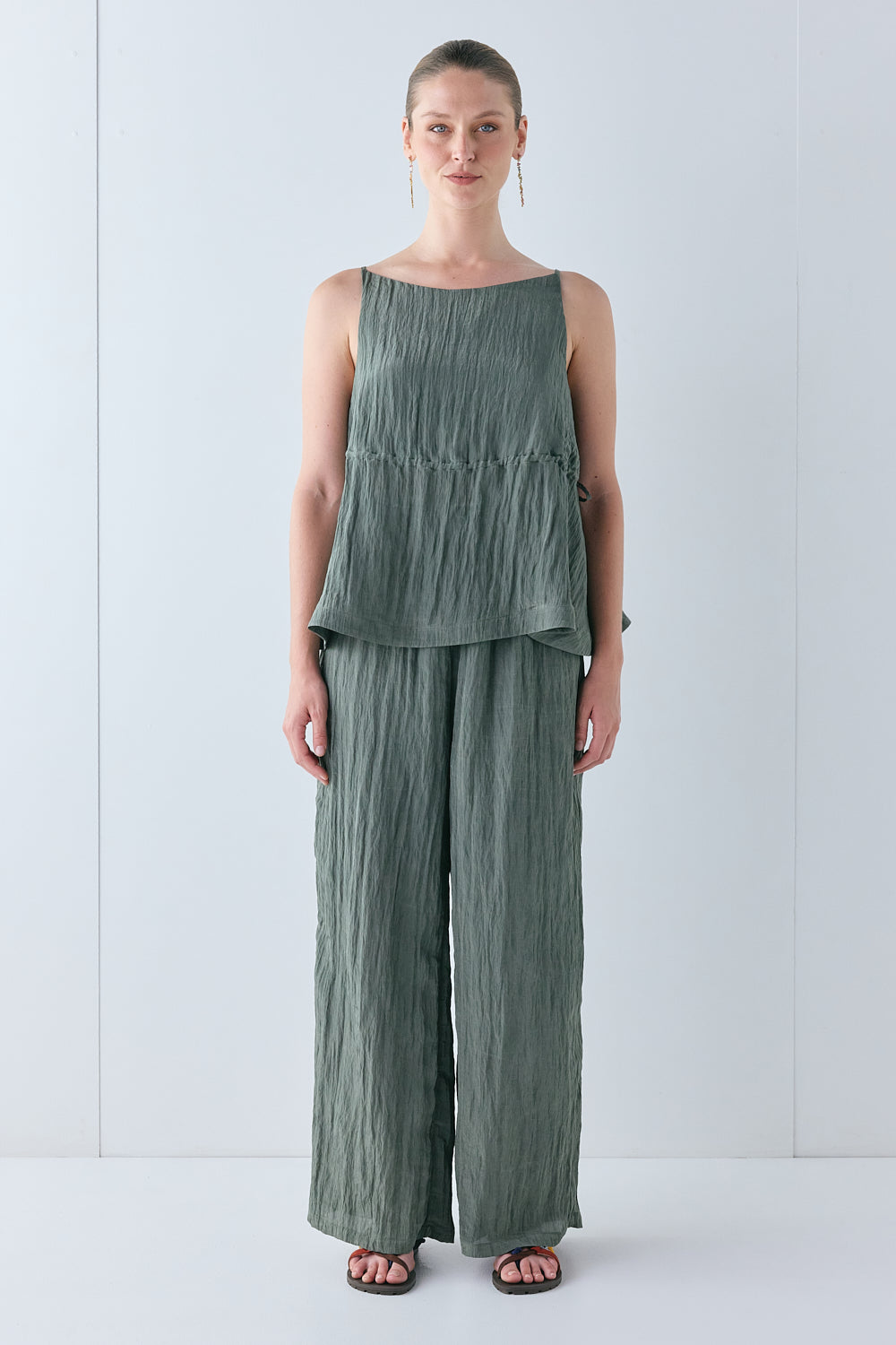 Indi Top Crinkle Khaki