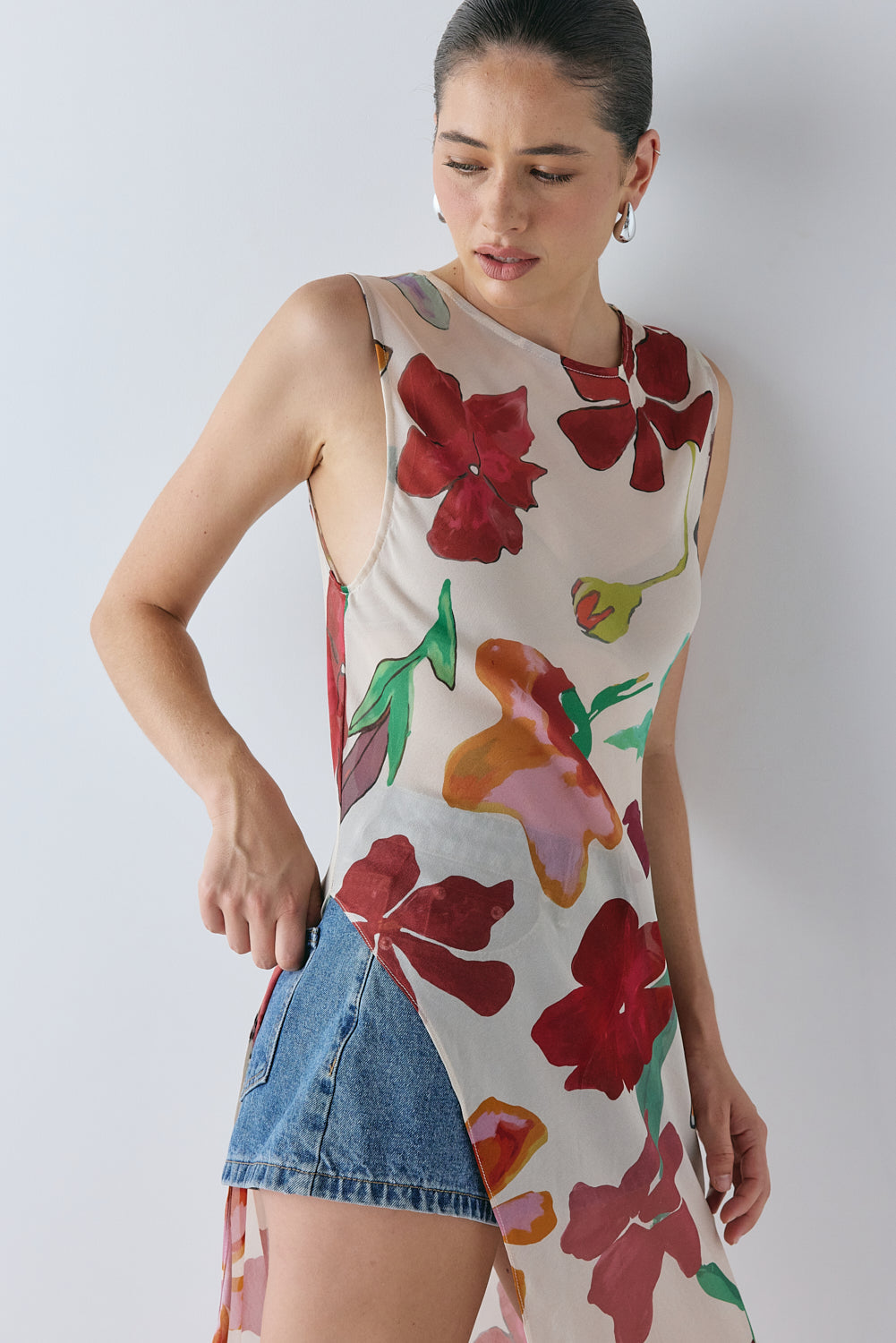 Carolina Sheer Top Poppy