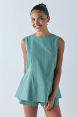 Freja Tunic Top Green Stripe