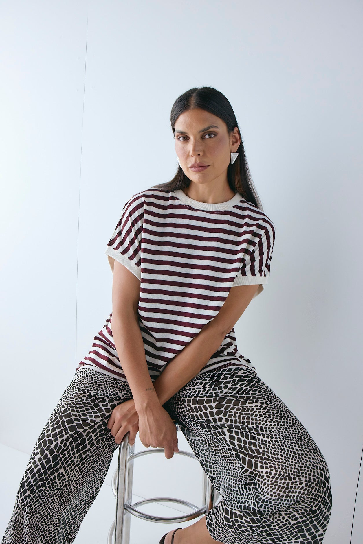 Lori Tank Wine Stripe