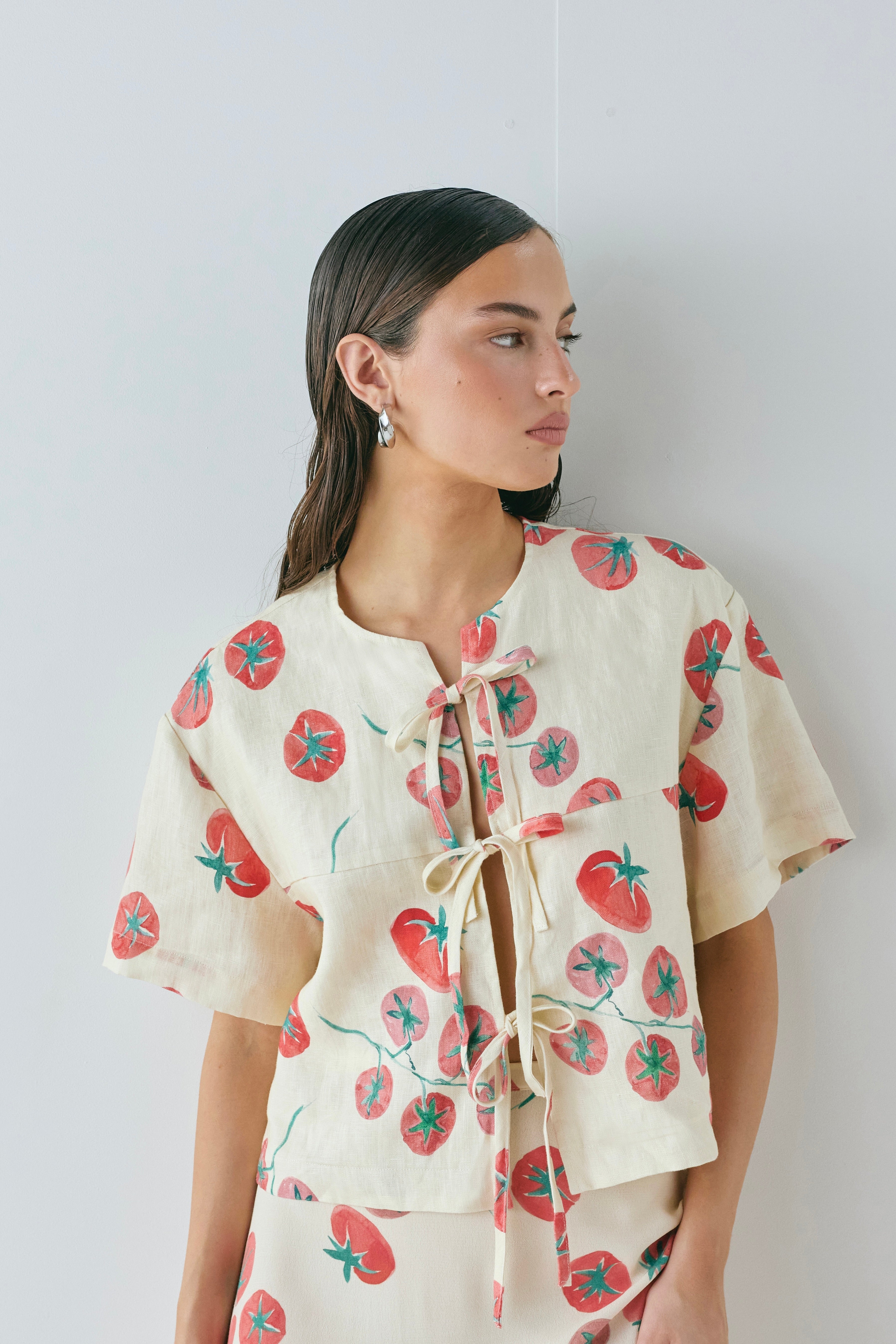 Portia Linen Smock Top Roma