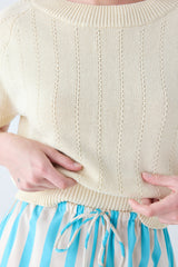 Olive Knit Top Cream