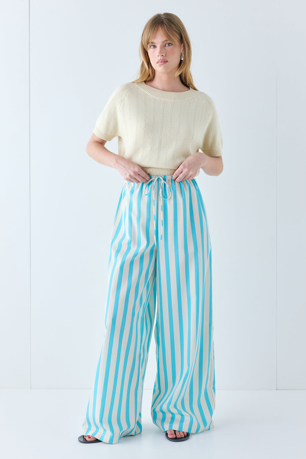 Olive Knit Top Cream