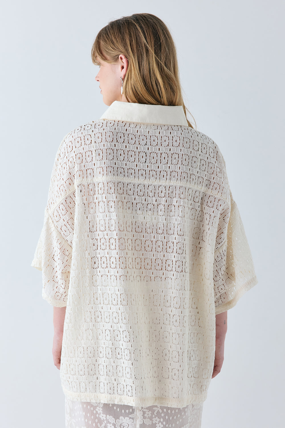 Elle Lace Polo Cream