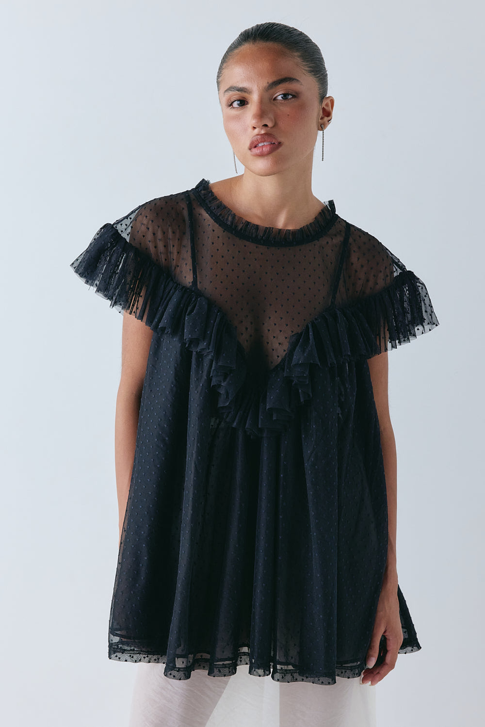 Viola Sheer Tunic Black