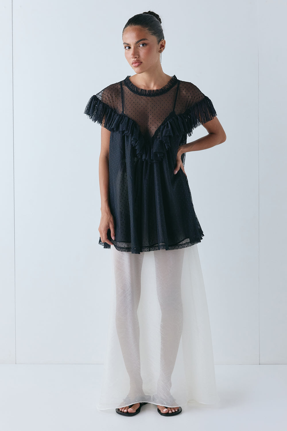 Viola Sheer Tunic Black