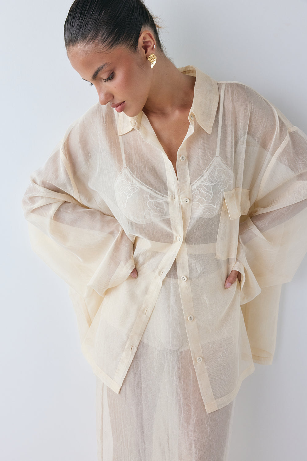 Vale Sheer Shirt Ecru