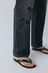 Lenah High Rise Embroidered Denim Jeans Black
