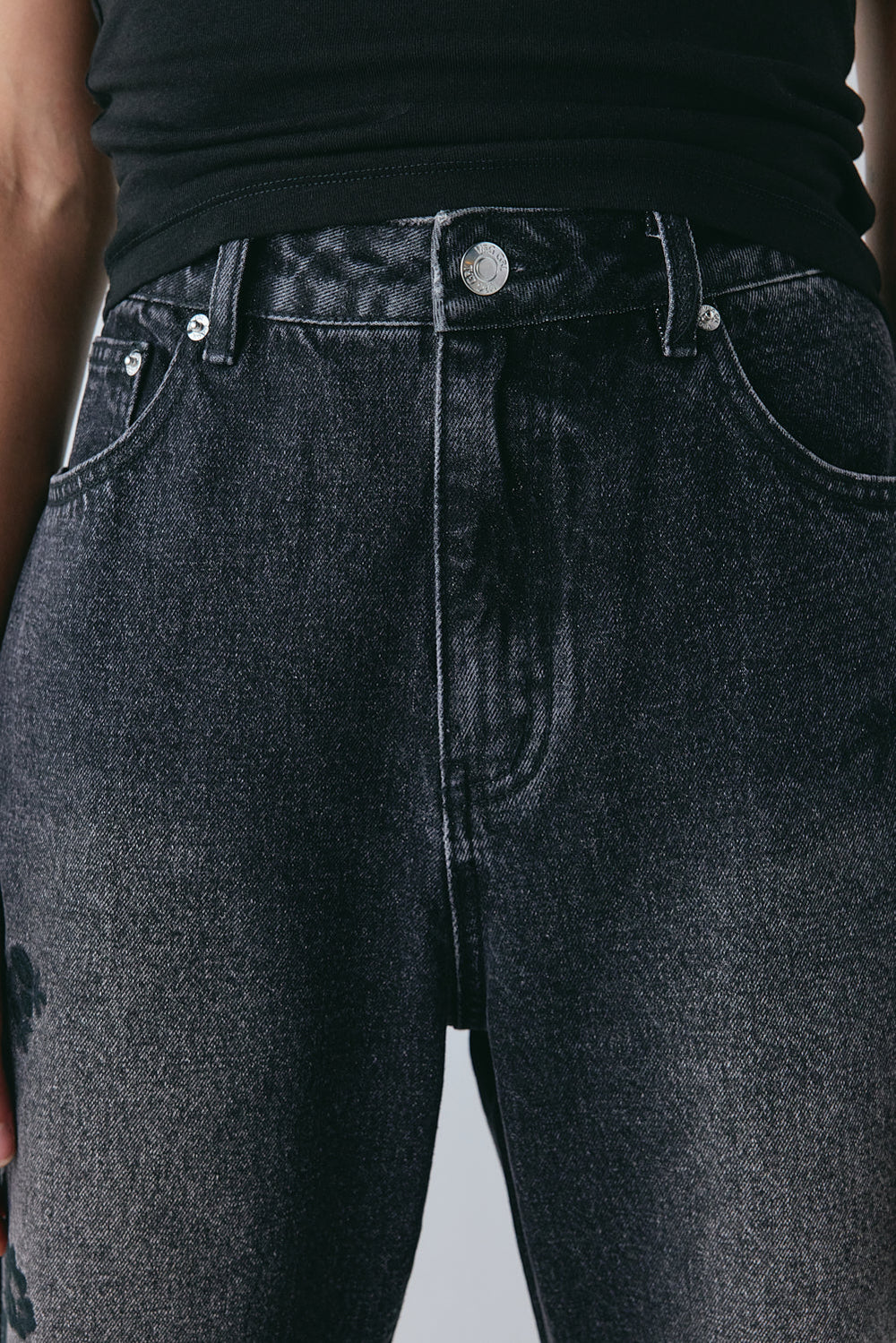 Lenah High Rise Embroidered Denim Jeans Black
