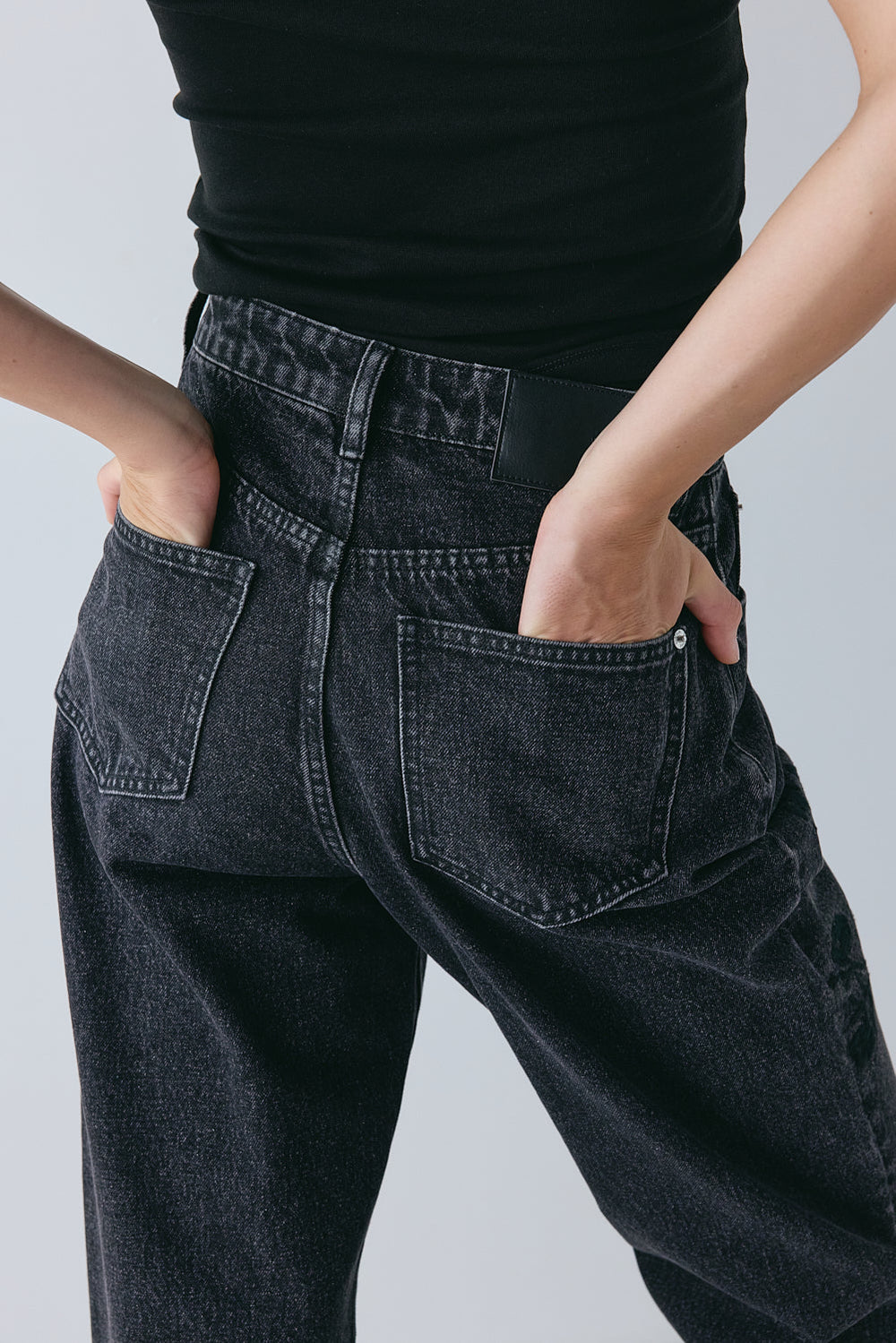 Lenah High Rise Embroidered Denim Jeans Black