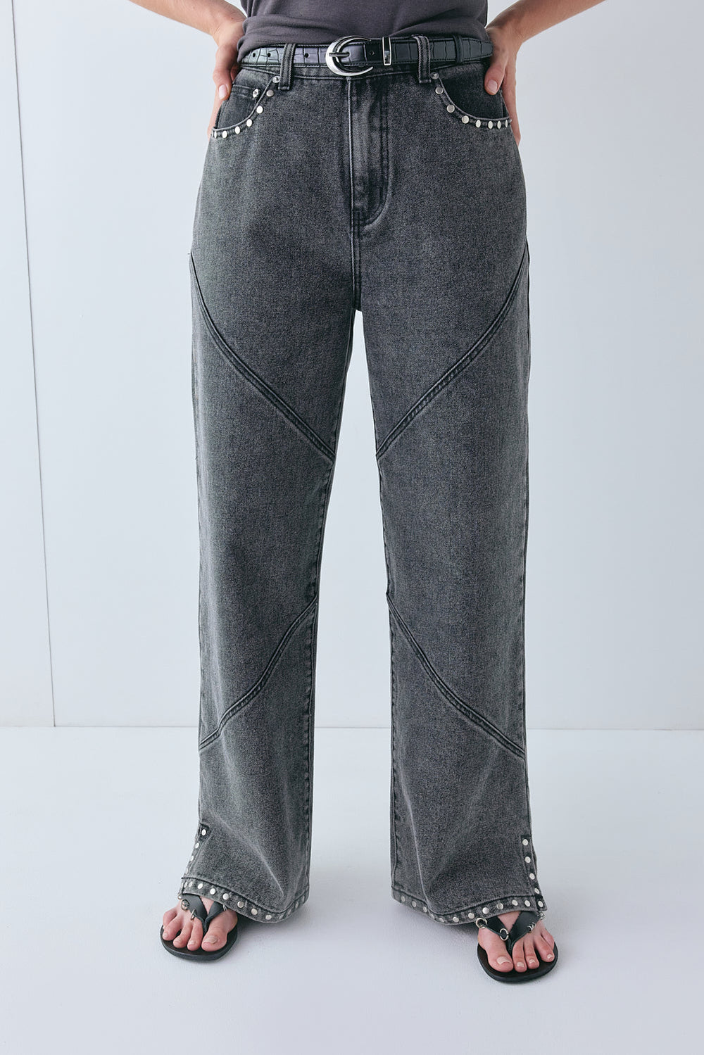 Pia High Rise Denim Jeans Washed Grey